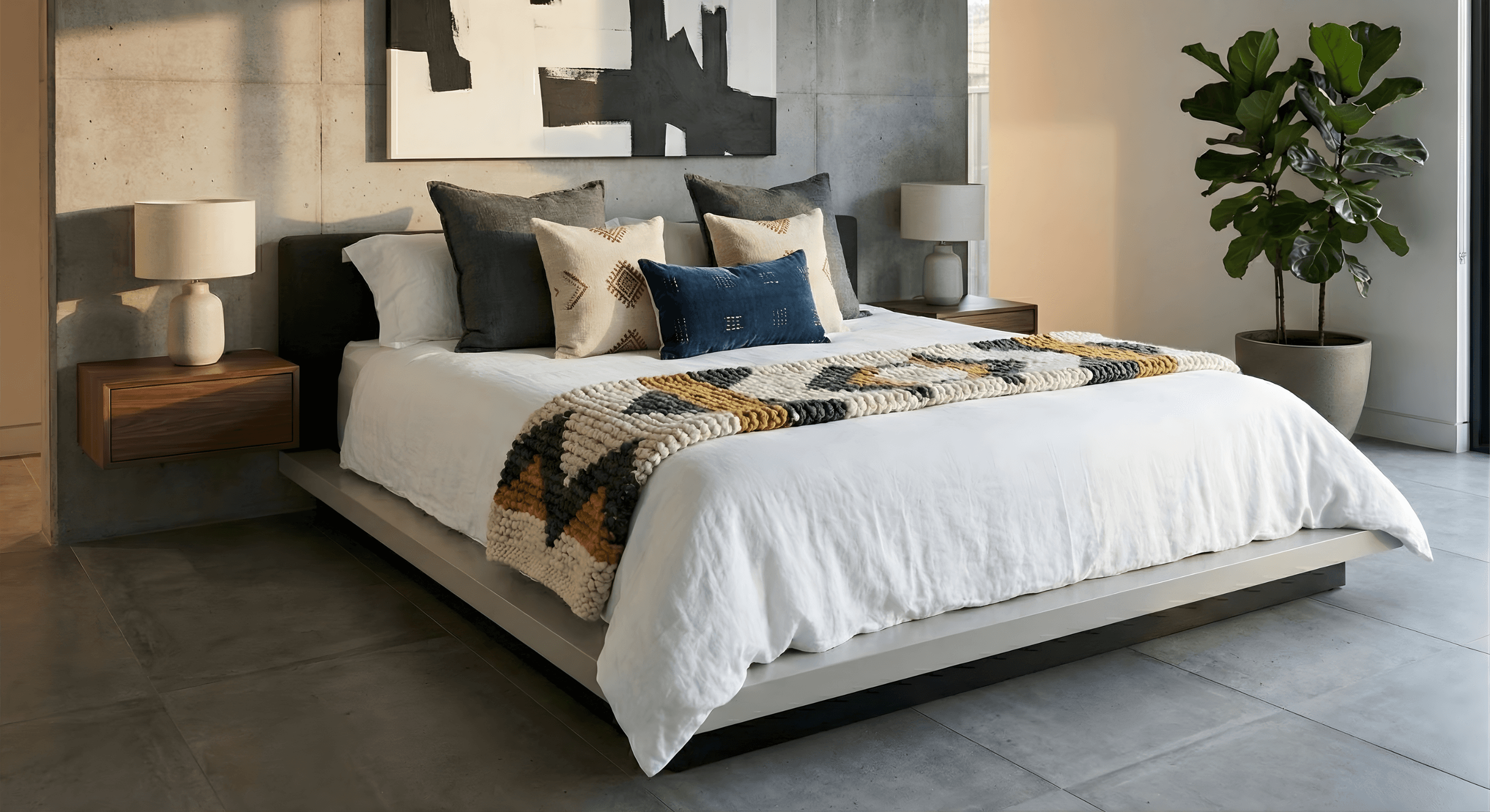 Stylish bedroom with contemporary furnishings